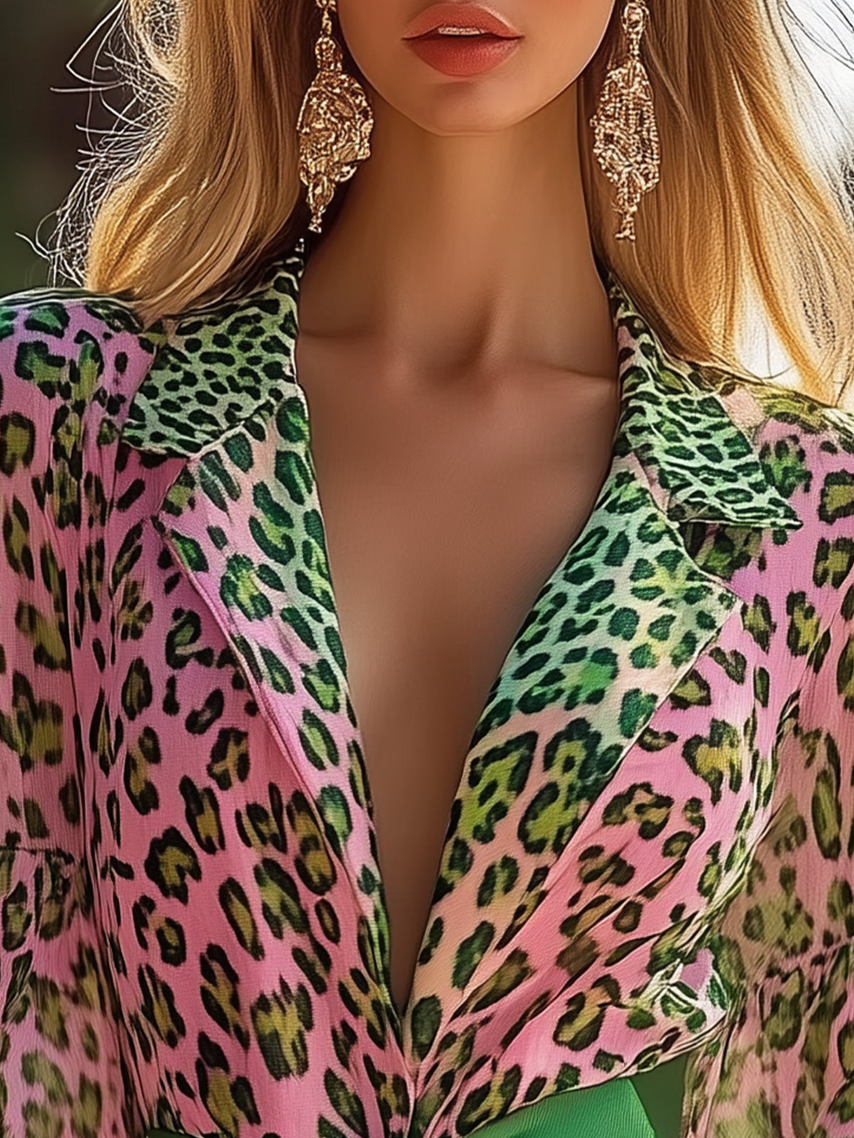 24-Hour-Shipping Multicolor Leopard Print Chiffon Blouse